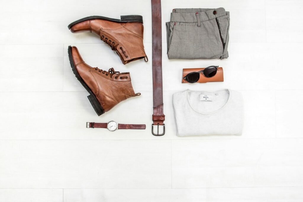Airy natural linen garments and soft organic cotton clothing in warm neutral tones